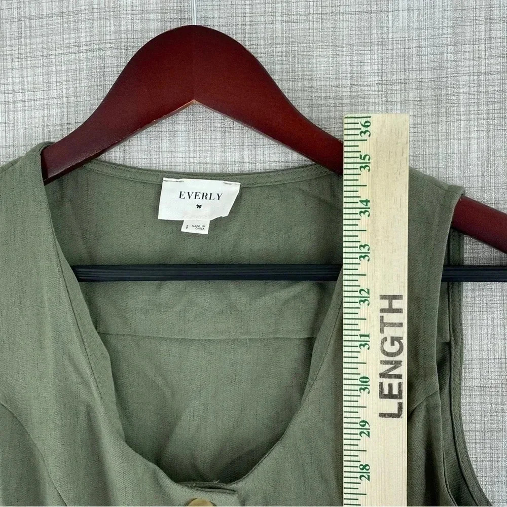 Everly Womens Size 2 fit flare button down green dress 2846 - Picture 5 of 8